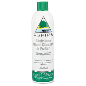 ASPIRE STAINLESS STEEL CLEANER AND POLISH, LEMON SCENT, 16 OZ AEROSOL SPRAY, 12/CARTON by Misty