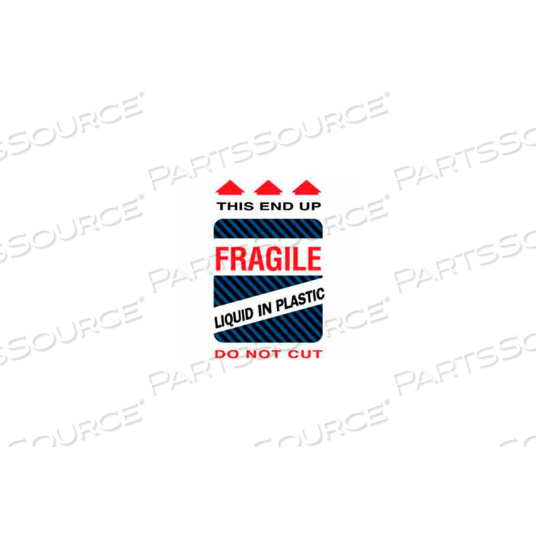 FRAGILE LIQUID IN PLASTIC 6" X 4" - WHITE / RED / BLACK / BLUE by Decker Tape Products