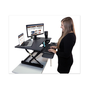 HIGH RISE HEIGHT ADJUSTABLE STANDING DESK WITH KEYBOARD TRAY, 31" X 31.25" X 5.25" TO 20", GRAY/BLACK by Victor Technology, LLC