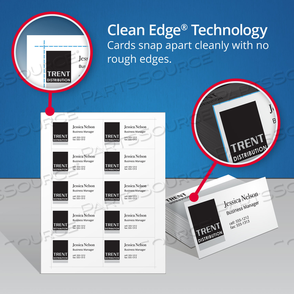 CLEAN EDGE BUSINESS CARD VALUE PACK, LASER, 2 X 3.5, WHITE, 2,000 CARDS, 10 CARDS/SHEET by Avery CLEAN EDGE BUSINESS CARD VALUE PACK, LASER, 2 X 3.5, WHITE, 2,000 CARDS, 10 CARDS/SHEET by Avery