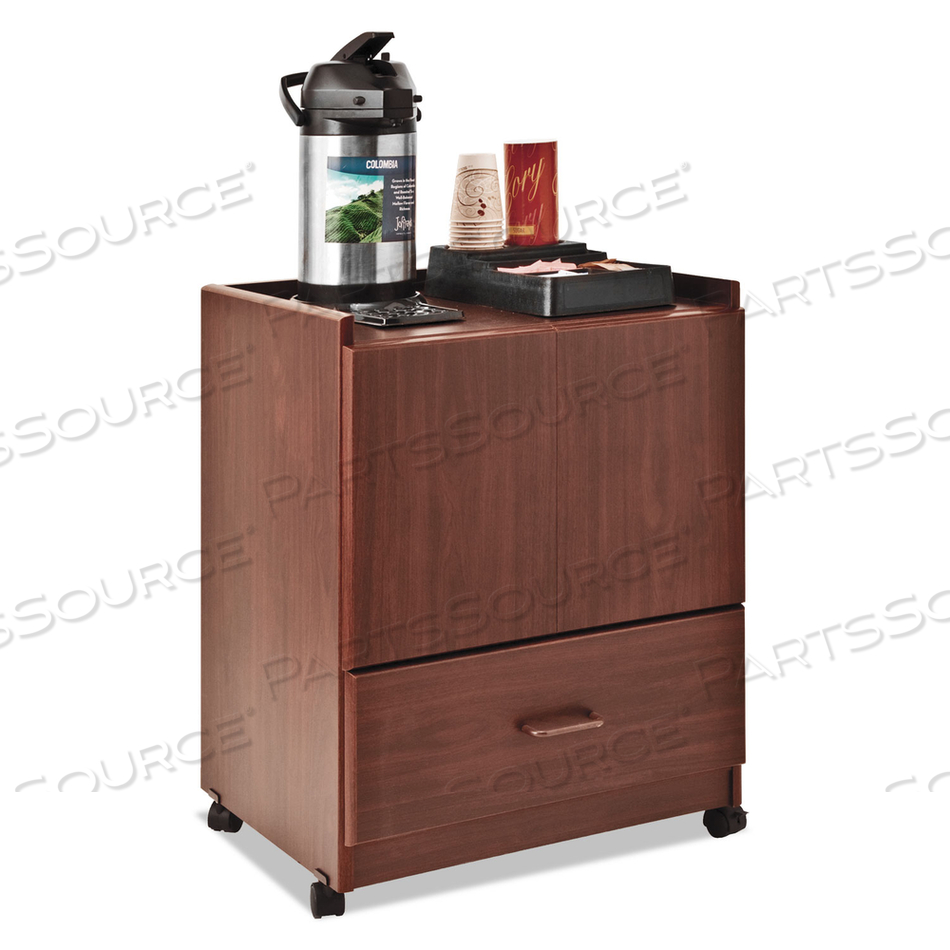 MOBILE DELUXE COFFEE BAR, ENGINEERED WOOD, 2 SHELVES, 1 DRAWER, 23" X 19" X 30.75", CHERRY 