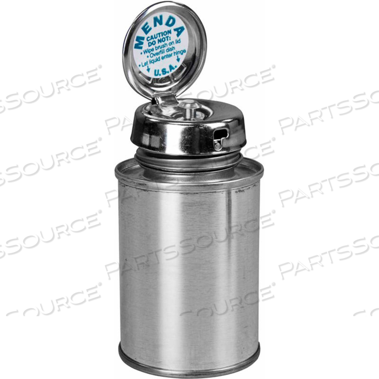 MENDA ROUND TIN-PLATE LIQUID DISPENSER WITH PURE-TAKE PUMP, 4 OZ. by Desco MENDA ROUND TIN-PLATE LIQUID DISPENSER WITH PURE-TAKE PUMP, 4 OZ. by Desco