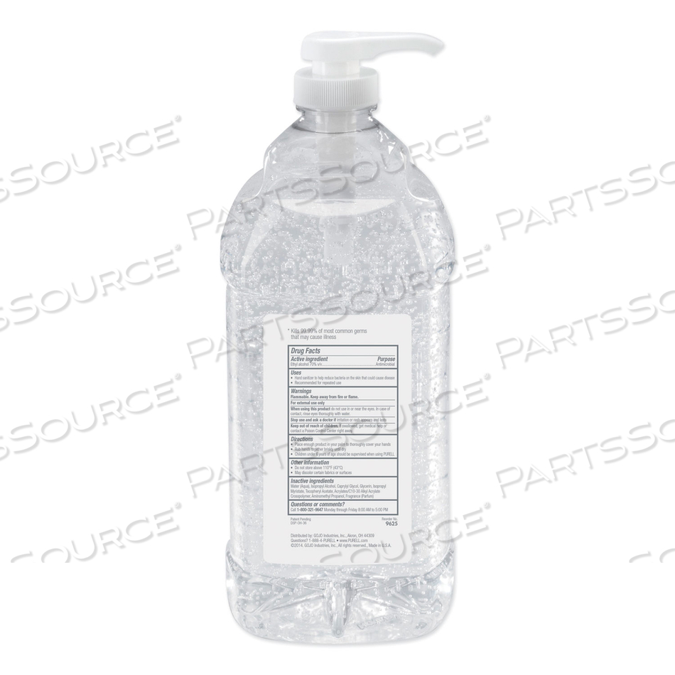 ADVANCED REFRESHING GEL HAND SANITIZER, 2 L PUMP BOTTLE, CLEAN SCENT 