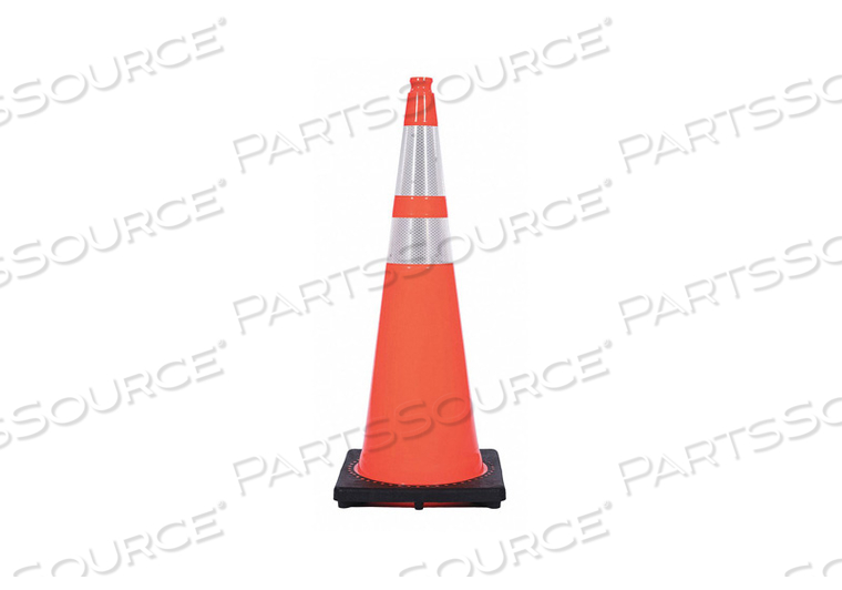TRAFFIC CONE, NIGHT OR HIGH SPEED ROADWAY (45 MPH OR HIGHER), REFLECTIVE, 36 IN CONE HT, ORANGE, PVC by JBC Safety Plastic, Inc. TRAFFIC CONE, NIGHT OR HIGH SPEED ROADWAY (45 MPH OR HIGHER), REFLECTIVE, 36 IN CONE HT, ORANGE, PVC by JBC Safety Plastic, Inc.