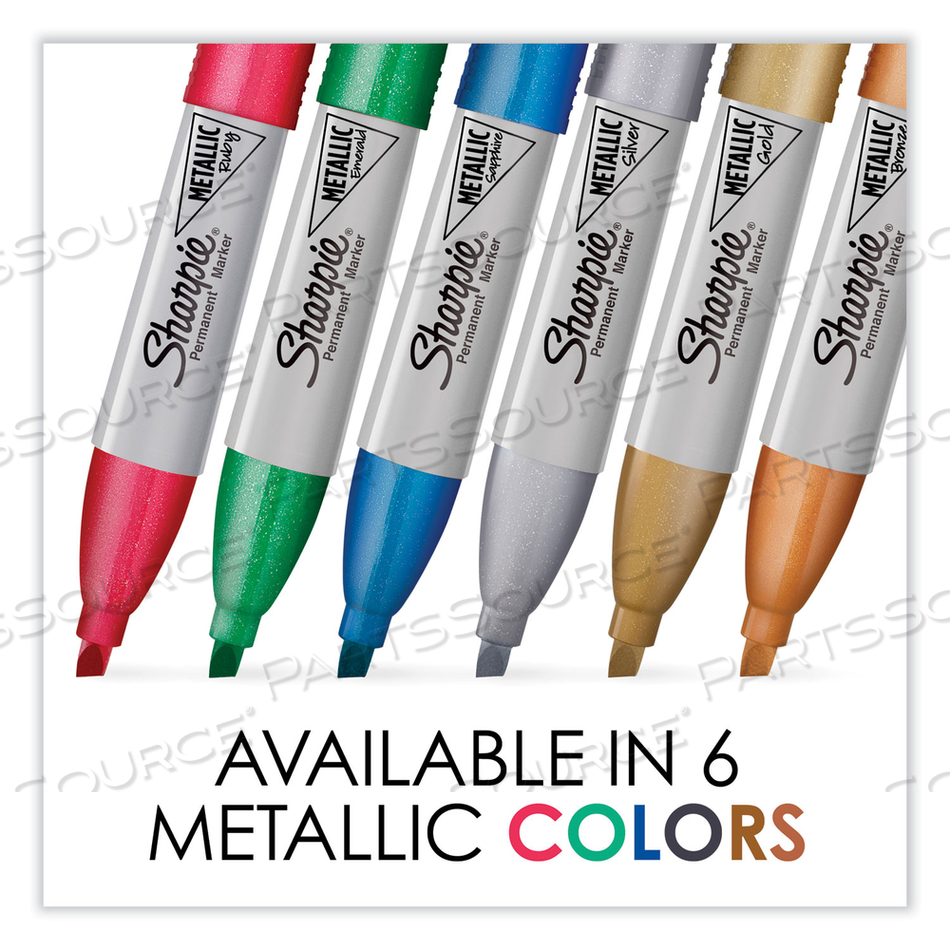 METALLIC CHISEL TIP PERMANENT MARKER, MEDIUM CHISEL TIP, SILVER, DOZEN 