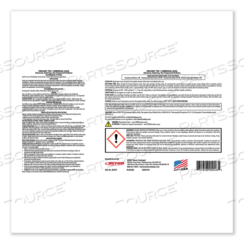 EMULSION PRO+ FLOOR FINISH AND SEALER, 1 GAL BOTTLE by Betco Corporation