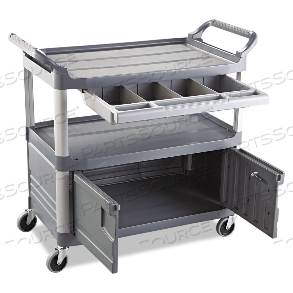 ENCLOSED SERVICE CART GRAY 3 SHELF by Rubbermaid Medical Division