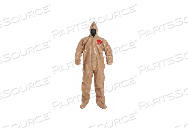 HOODED COVERALL W/SOCKS TAN S PK6 by DuPont