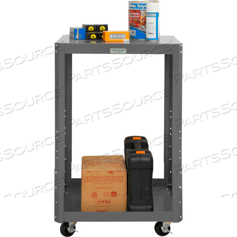 MOBILE MACHINE TABLE - ADJUSTABLE HEIGHT, 2 SHELVES - 48-1/8"W X 24-1/8"D X 39-13/16"H 