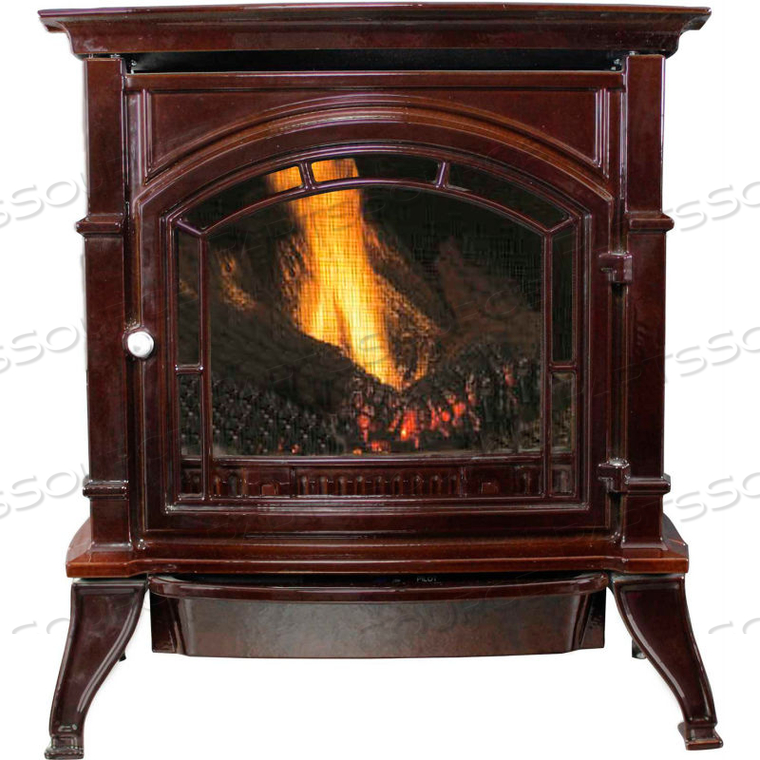 ASHLEY VENT FREE NATURAL GAS STOVE, MAHOGANY ENAMELED PORCELAIN CAST IRON, 31000 BTU 