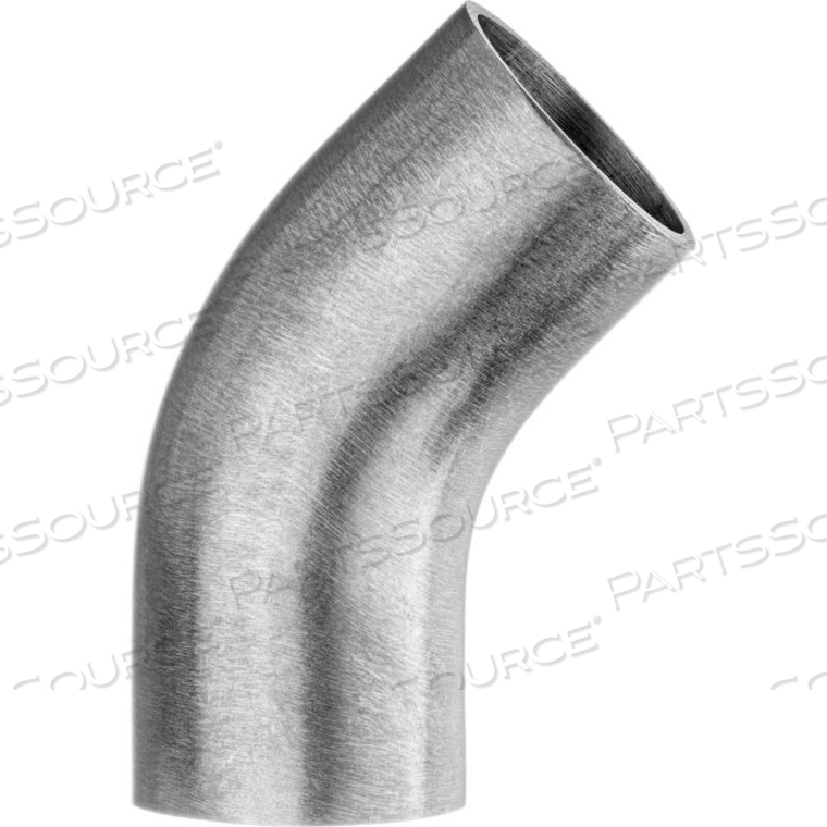 304 STAINLESS STEEL UNPOLISHED 45 DEGREE ELBOW FOR BUTT WELD FITTINGS - FOR 2" TUBE OD 