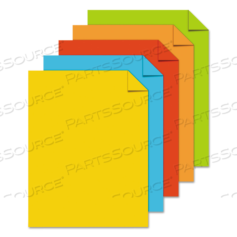 COLOR PAPER - FIVE-COLOR MIXED CARTON, 24 LB BOND WEIGHT, 8.5 X 11, ASSORTED, 250 SHEETS/REAM, 5 REAMS/CARTON 