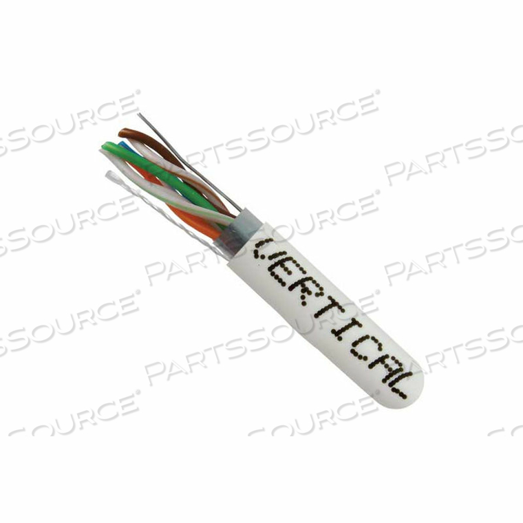 VERTICAL CABLE, CAT 5E STP 1000' 4 PAIR BULK WHITE-PVC JACKET AWG24 SOLID-BARE COPPER 