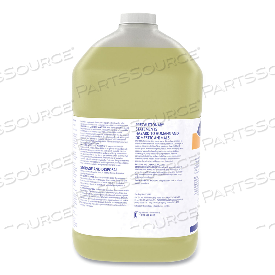 LIQU-A-KLOR DISINFECTANT/SANITIZER, 1 GAL BOTTLE by Diversey LIQU-A-KLOR DISINFECTANT/SANITIZER, 1 GAL BOTTLE by Diversey
