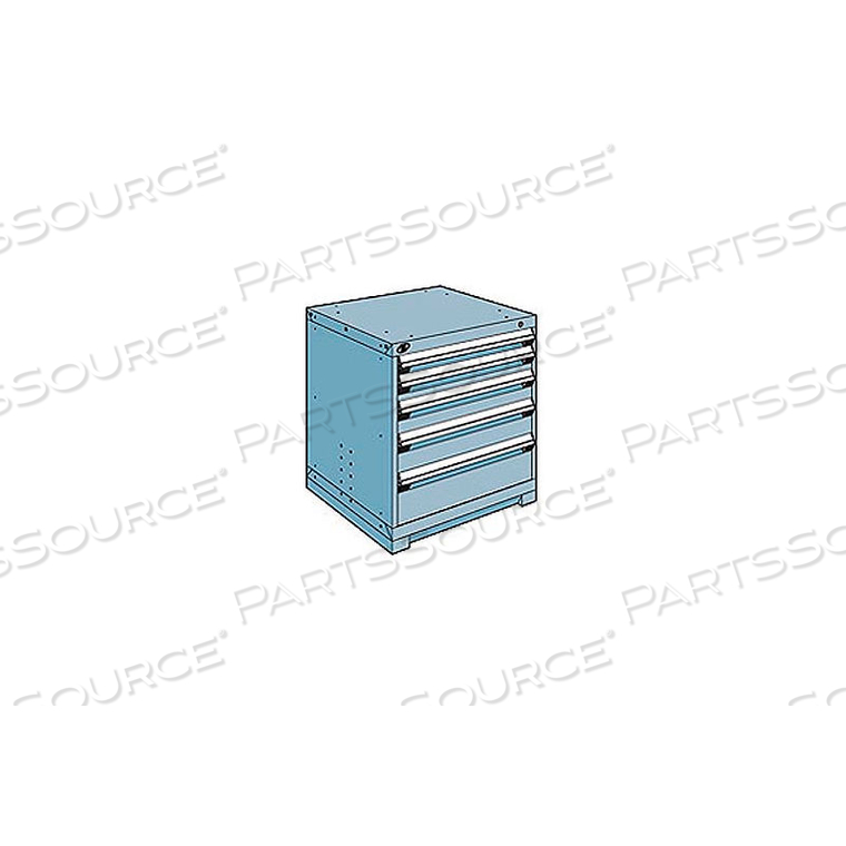 MODULAR STORAGE DRAWER CABINET 30X27X32, 5 DRAWERS (5 SIZES) W/O DIVIDER, W/LOCK, BLUE by Rousseau Metal Inc. MODULAR STORAGE DRAWER CABINET 30X27X32, 5 DRAWERS (5 SIZES) W/O DIVIDER, W/LOCK, BLUE by Rousseau Metal Inc.