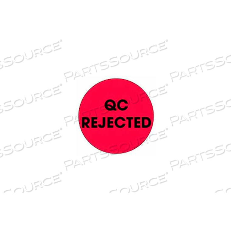 QC REJECTED 2" DIA. - FLUORESCENT RED / BLACK by Decker Tape Products