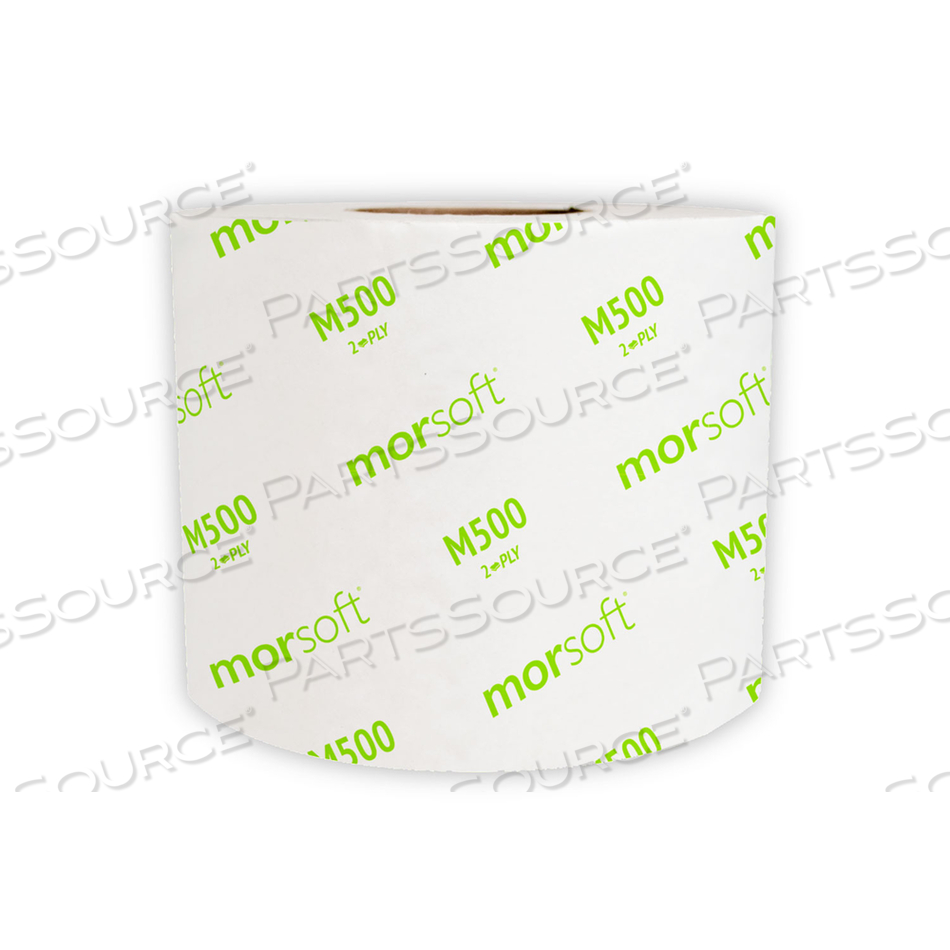 MORSOFT CONTROLLED BATH TISSUE, SEPTIC SAFE, 2-PLY, WHITE, BAND-WRAPPED, 500 SHEETS/ROLL, 24 ROLLS/CARTON 