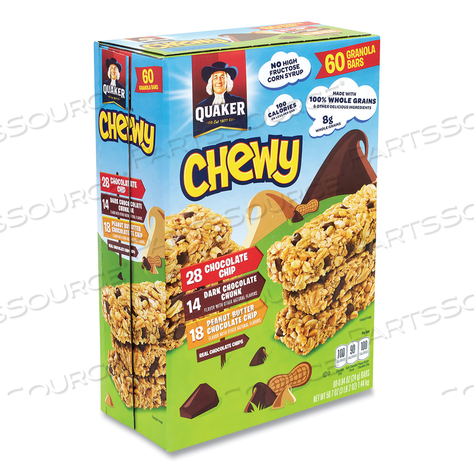 GRANOLA BARS, CHEWY CHOCOLATE CHIP, 0.84 OZ BAR, 60 BARS/BOX 