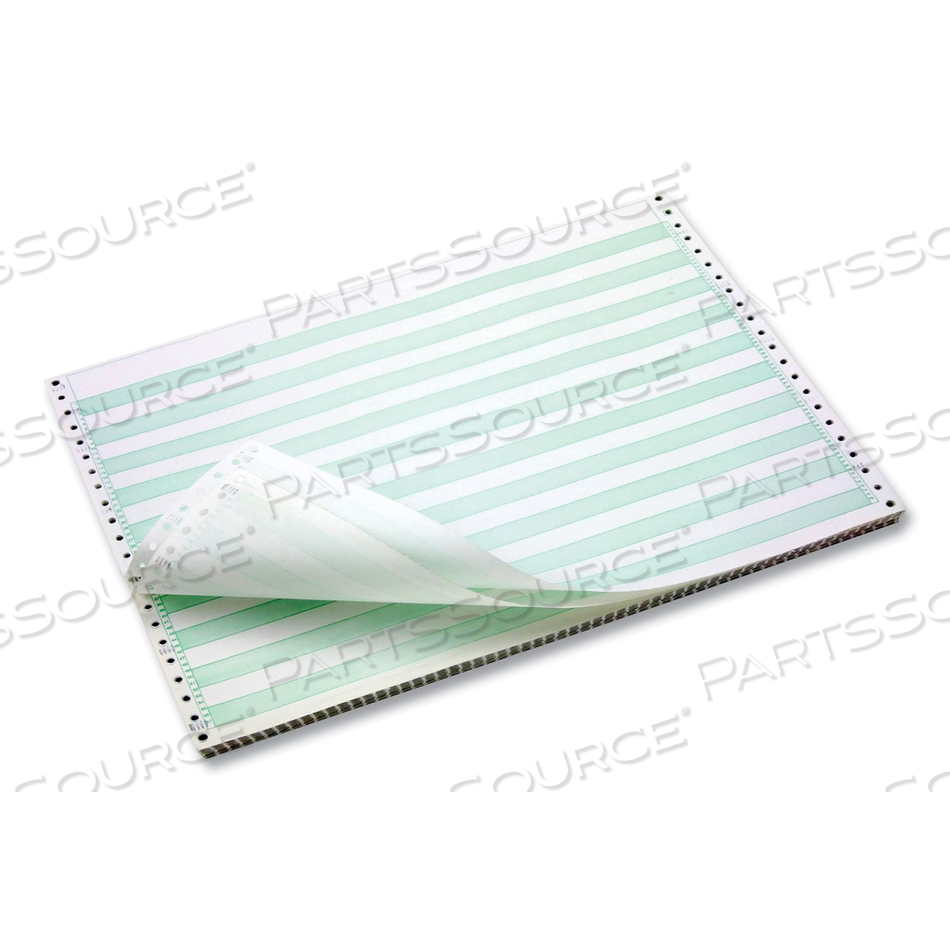 CONTINUOUS FEED COMPUTER PAPER, 1-PART, 18 LB BOND WEIGHT, 11 X 14.88, WHITE/GREEN BAR by Domtar