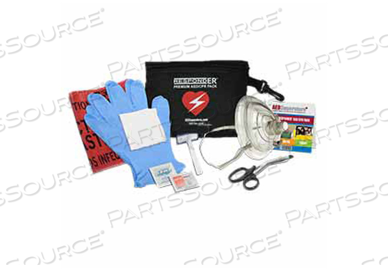 CPR/AED PACK WITH QUALITY RESPONDER CPR MASK, TWO PAIRS OF PROTECTIVE GLOVES AND BIOHAZARD BAG 