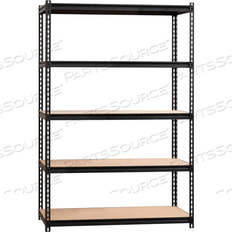 IRON HORSE HEAVY DUTY STORAGE RACK, 48"WX18"DX72"H, 5 SHELF, 2300LBS CAP, BLK by Hirsh IRON HORSE HEAVY DUTY STORAGE RACK, 48"WX18"DX72"H, 5 SHELF, 2300LBS CAP, BLK by Hirsh