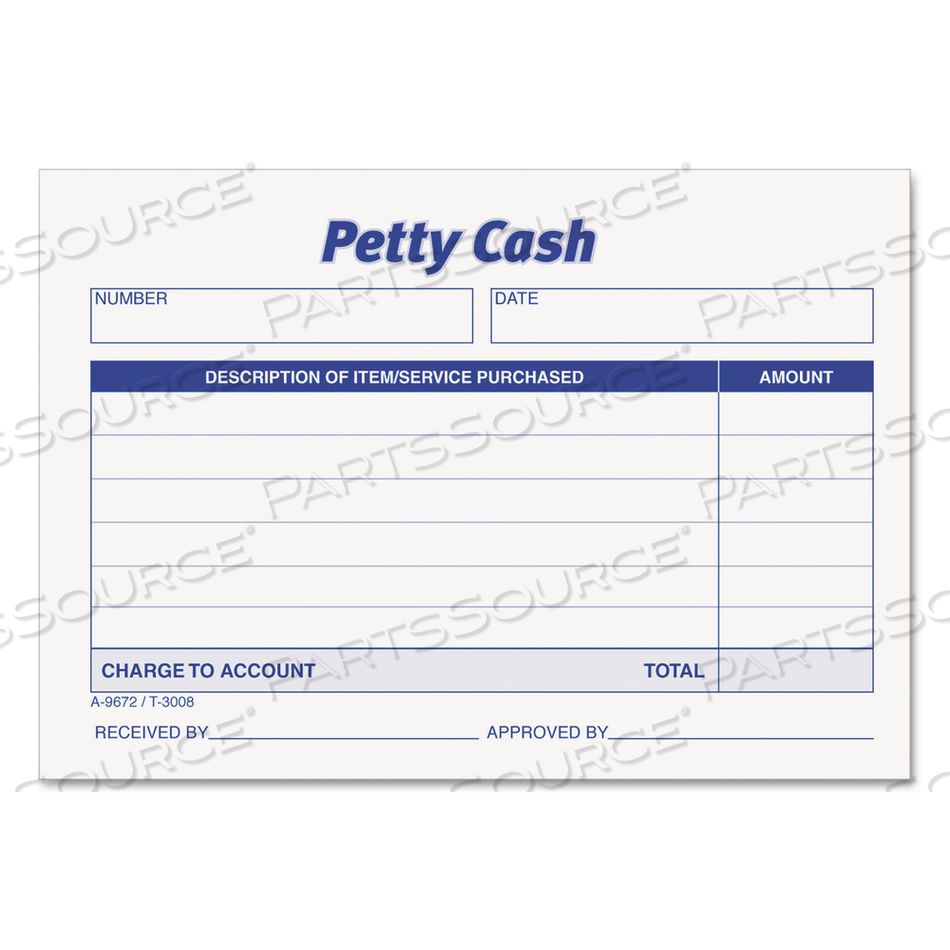 PETTY CASH SLIPS, ONE-PART (NO COPIES), 5 X 3.5, 50 FORMS/PAD by Tops