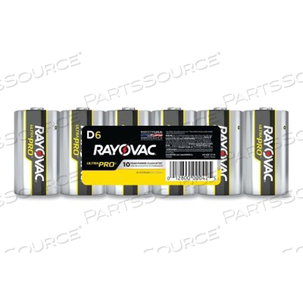 ULTRA PRO ALKALINE BATTERY, 1.5V, D, SHRINK PACK, 6/PK by Rayovac