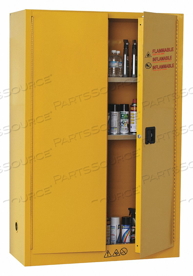 FLAMMABLE CABINET, SAFETY CABINET TYPE STANDARD, CAPACITY 45 GAL, HEIGHT 65 IN, WIDTH 43 IN, DEPTH 18 IN, SAFETY CABINET DOOR TYPE MANUAL, N by Condor FLAMMABLE CABINET, SAFETY CABINET TYPE STANDARD, CAPACITY 45 GAL, HEIGHT 65 IN, WIDTH 43 IN, DEPTH 18 IN, SAFETY CABINET DOOR TYPE MANUAL, N by Condor