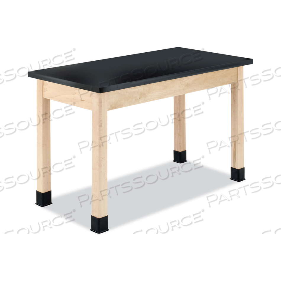 CLASSROOM SCIENCE TABLE, 48W X 24D X 36H, BLACK CHEMGUARD HIGH PRESSURE LAMINATE (HPL) TOP, MAPLE BASE 