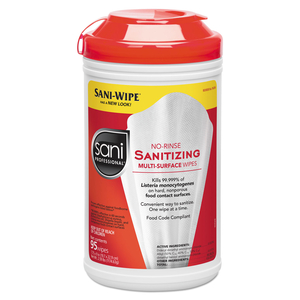 NO-RINSE SANITIZING MULTI-SURFACE WIPES, UNSCENTED, WHITE, 95/CONTAINER by Sani Professional