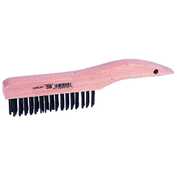 ECONOMY SCRATCH BRUSH, 10 IN L,  4 X 16 ROWS, STEEL WIRE, SHOE HARDWOOD HANDLE by Weiler