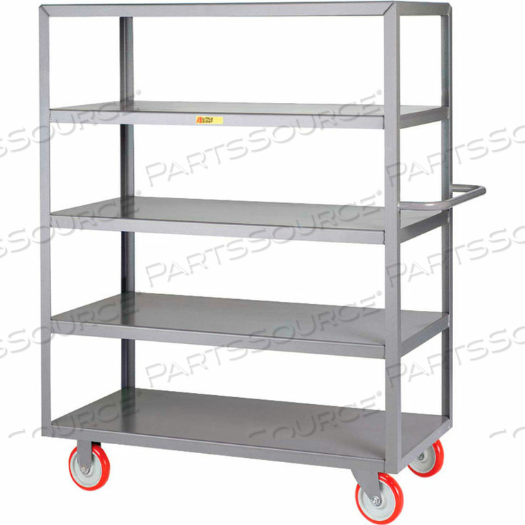 WELDED 5-SHELF SERVICE CART, FLUSH SHELVES, 1200 LBS., 24X48, POLY WHEELS by Little Giant WELDED 5-SHELF SERVICE CART, FLUSH SHELVES, 1200 LBS., 24X48, POLY WHEELS by Little Giant