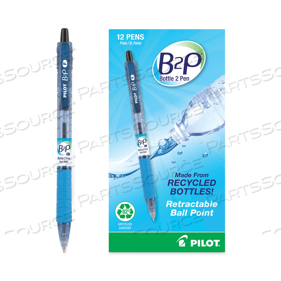 B2P BOTTLE-2-PEN RECYCLED BALLPOINT PEN, RETRACTABLE, FINE 0.7 MM, BLACK INK, TRANSLUCENT BLUE BARREL, DOZEN B2P BOTTLE-2-PEN RECYCLED BALLPOINT PEN, RETRACTABLE, FINE 0.7 MM, BLACK INK, TRANSLUCENT BLUE BARREL, DOZEN
