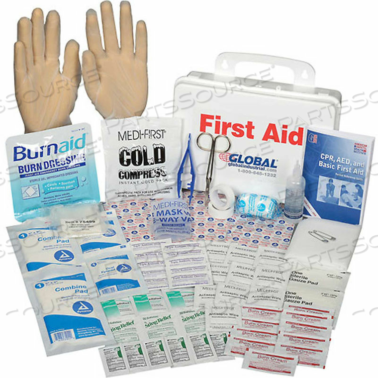 FIRST AID KIT - 10 PERSON, ANSI COMPLIANT, PLASTIC CASE 