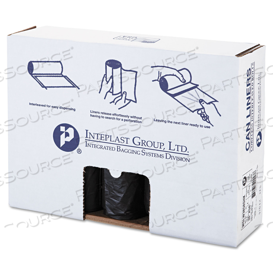LOW-DENSITY COMMERCIAL CAN LINERS, 60 GAL, 1.4 MIL, 38" X 58", BLACK, 20 BAGS/ROLL by Inteplast Group LOW-DENSITY COMMERCIAL CAN LINERS, 60 GAL, 1.4 MIL, 38" X 58", BLACK, 20 BAGS/ROLL by Inteplast Group