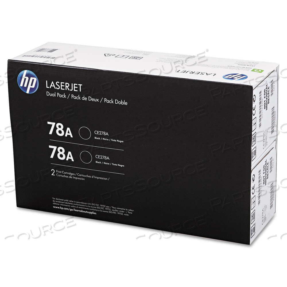 HP 78A, (CE278D) 2-PACK BLACK ORIGINAL LASERJET TONER CARTRIDGES by HP (Hewlett-Packard)