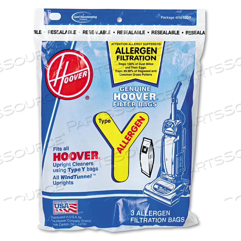 DISPOSABLE ALLERGEN FILTRATION BAGS FOR COMMERCIAL WINDTUNNEL VACUUM by Hoover