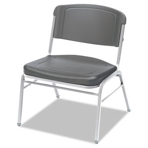 ROUGH N READY WIDE-FORMAT BIG AND TALL STACK CHAIR, SUPPORTS 500 LB, 18.5" SEAT HEIGHT, CHARCOAL SEAT/BACK, SILVER BASE, 4/CT by Iceberg Enterprises