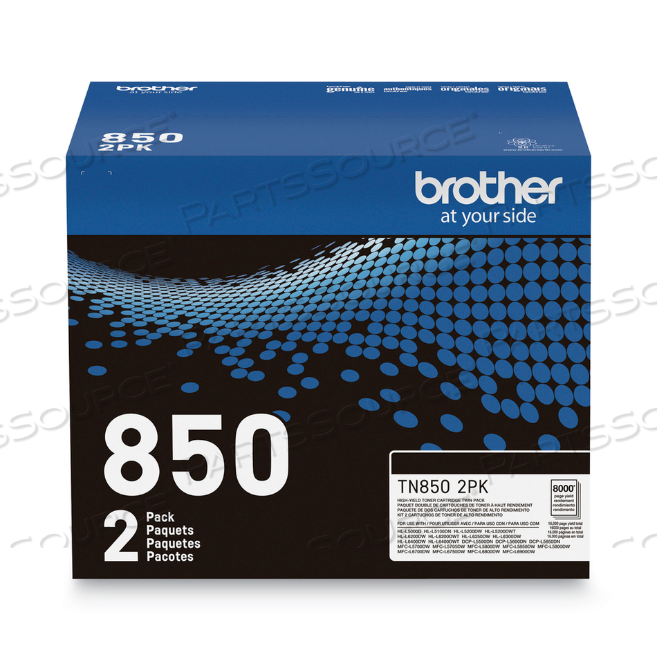 TN8502PK HIGH-YIELD TONER, 8,000 PAGE-YIELD, BLACK by Brother