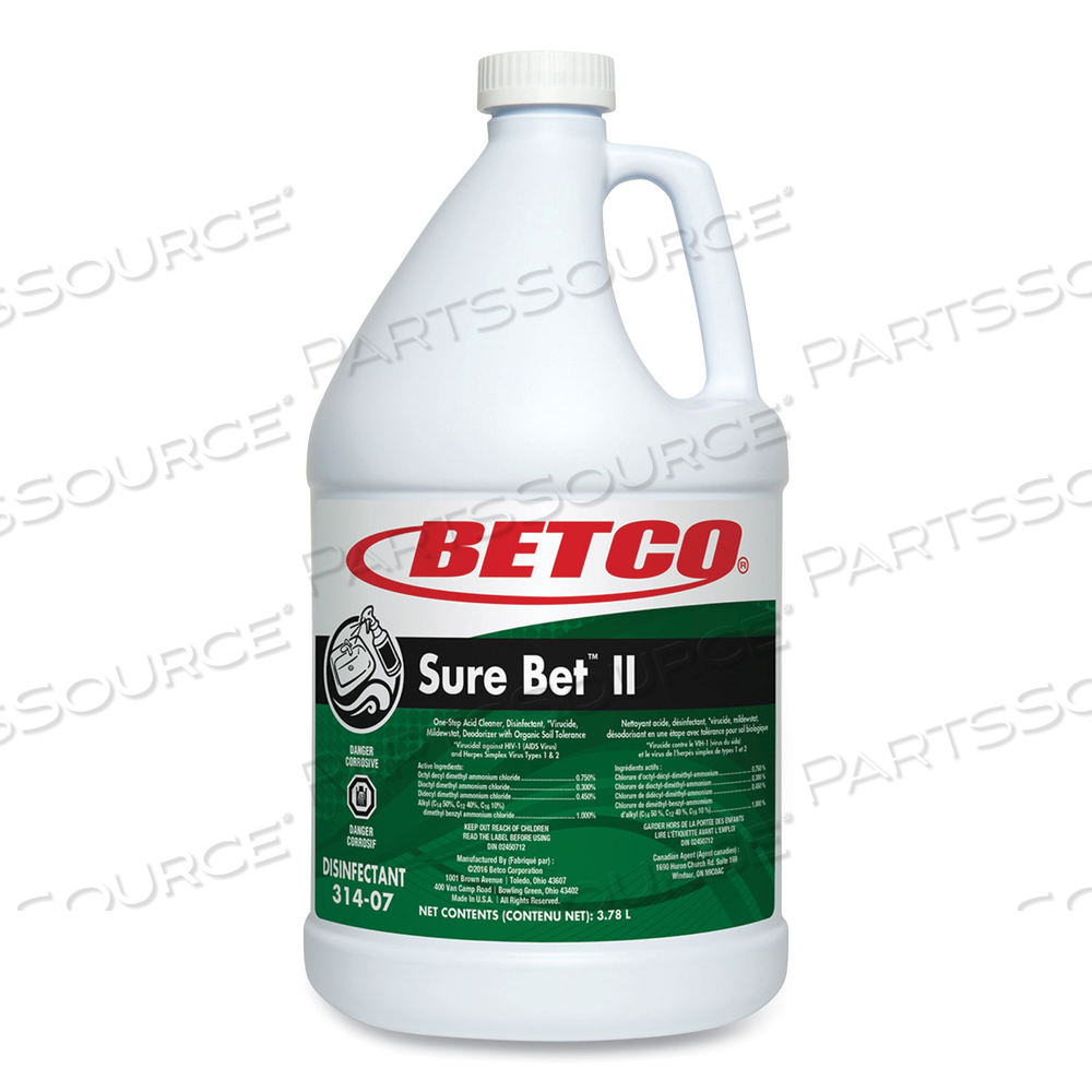 SURE BET II FOAMING DISINFECTANT, CITRUS SCENT, 1 GAL BOTTLE by Betco Corporation SURE BET II FOAMING DISINFECTANT, CITRUS SCENT, 1 GAL BOTTLE by Betco Corporation