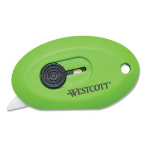 COMPACT SAFETY CERAMIC BLADE BOX CUTTER, RETRACTABLE BLADE, 0.5" BLADE, 2.5" PLASTIC HANDLE, GREEN by Westcott