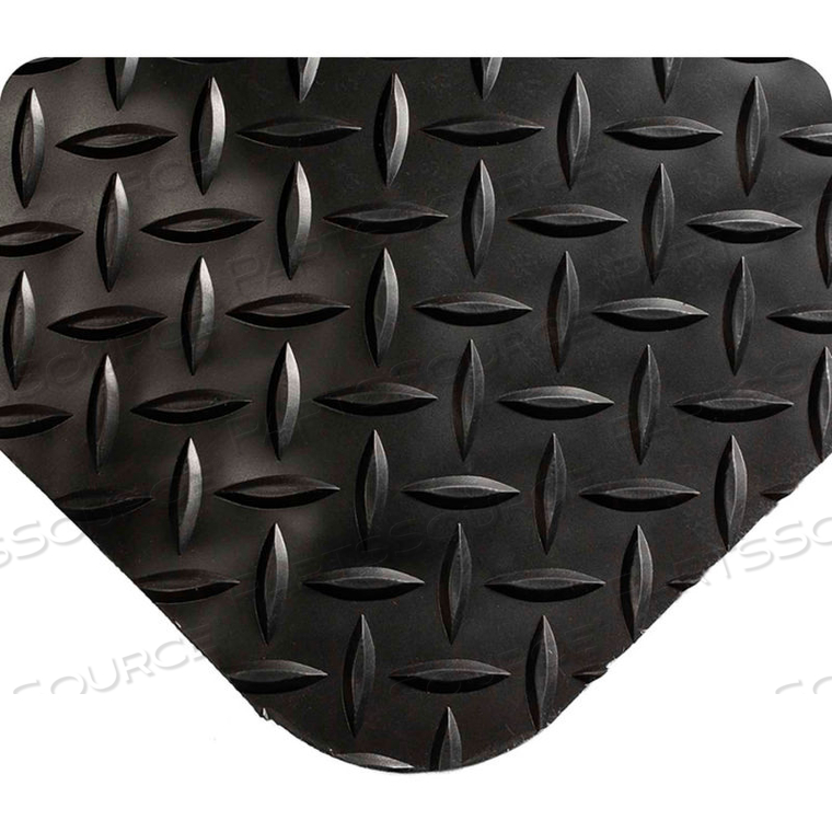 WEARWELL DIAMOND-PLATE SPONGECOTE MAT 9/16" THICK 5' X 75' BLACK 