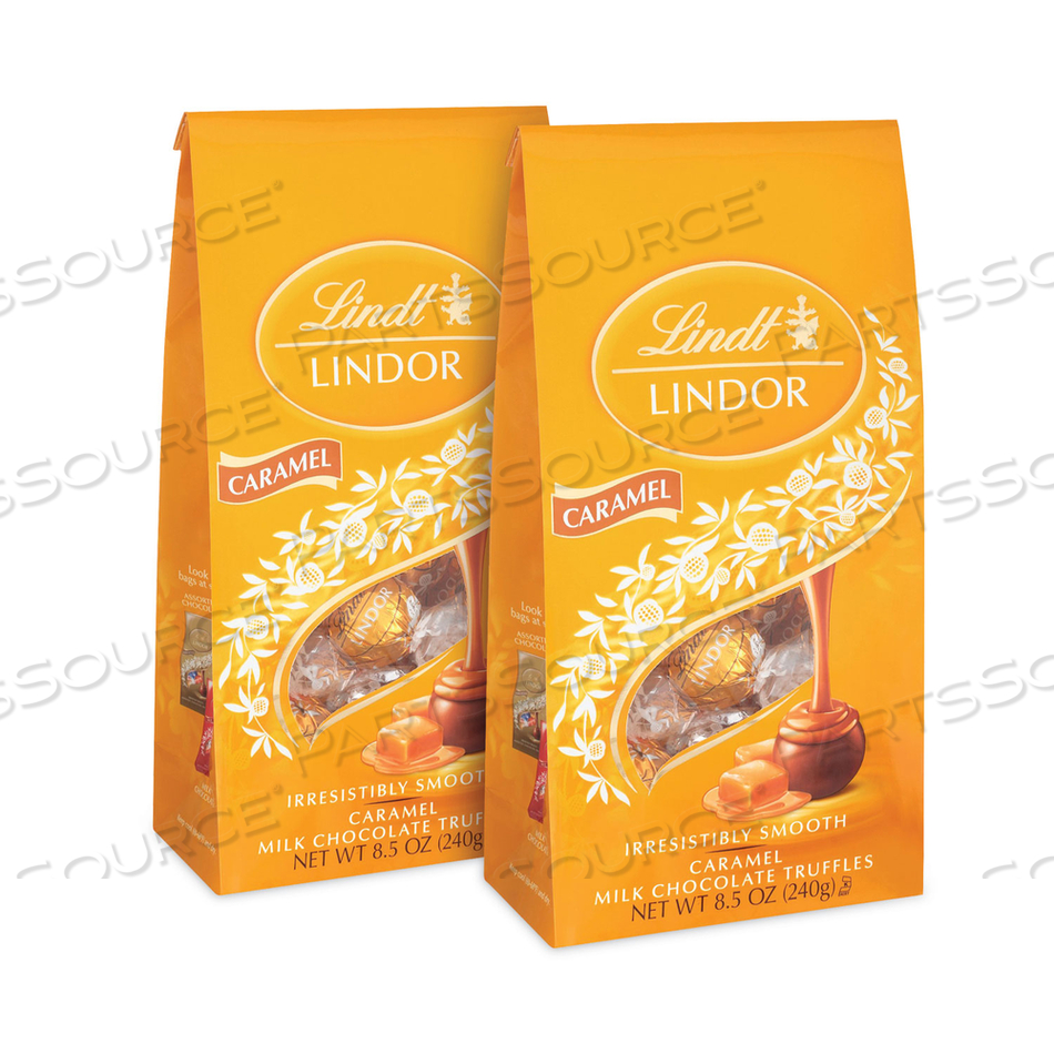 LINDOR MILK CHOCOLATE CARAMEL TRUFFLES, 8.5 OZ BAG, 2 BAGS 