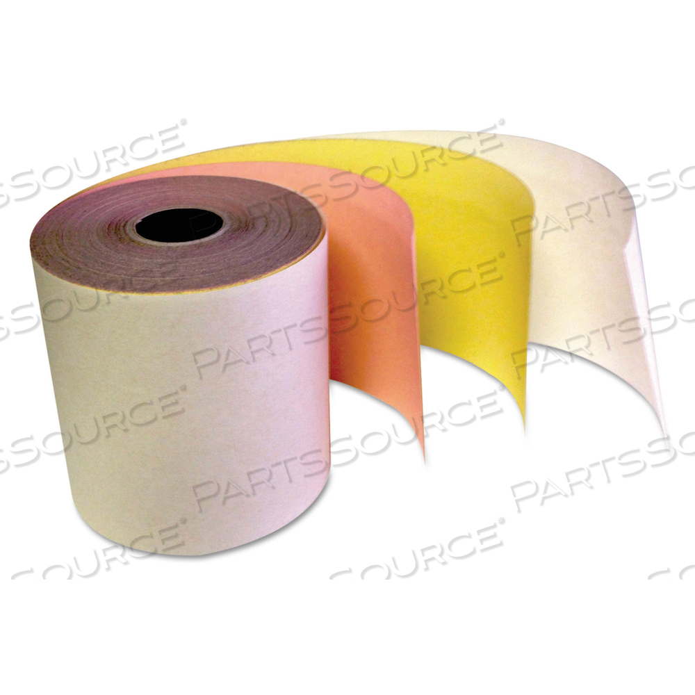 CARBONLESS RECEIPT ROLLS, 3" X 67 FT, WHITE/CANARY/PINK, 5/PACK 