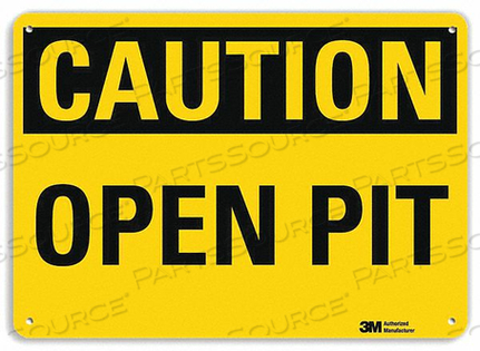SAFETY SIGN OPEN PIT BLACK/YELLOW 7 IN H by Lyle Signs Inc.