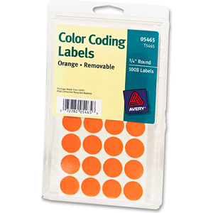 PRINT OR WRITE REMOVABLE COLOR-CODING LABELS, 3/4" DIA, ORANGE, 1008/PACK by Avery