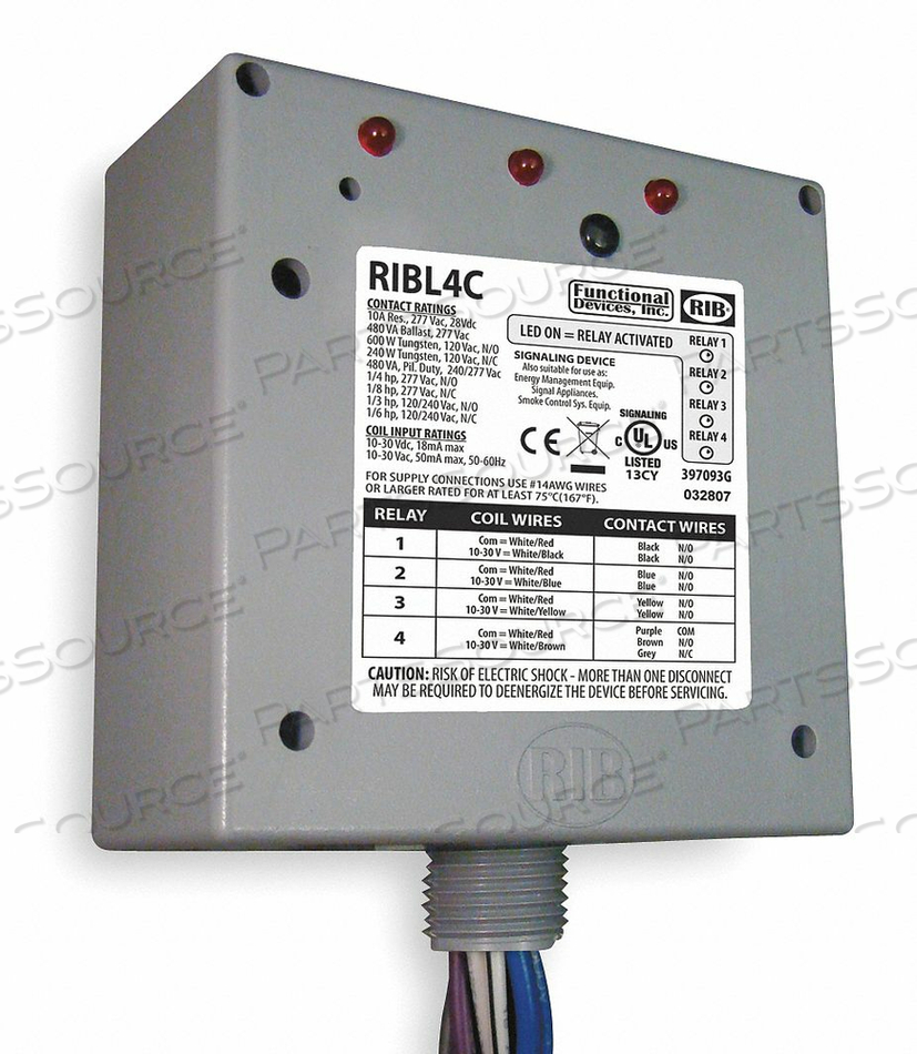 RELAY 10-30VAC/DC 10A SPDT (3) SPST-NO by RIB RELAY 10-30VAC/DC 10A SPDT (3) SPST-NO by RIB