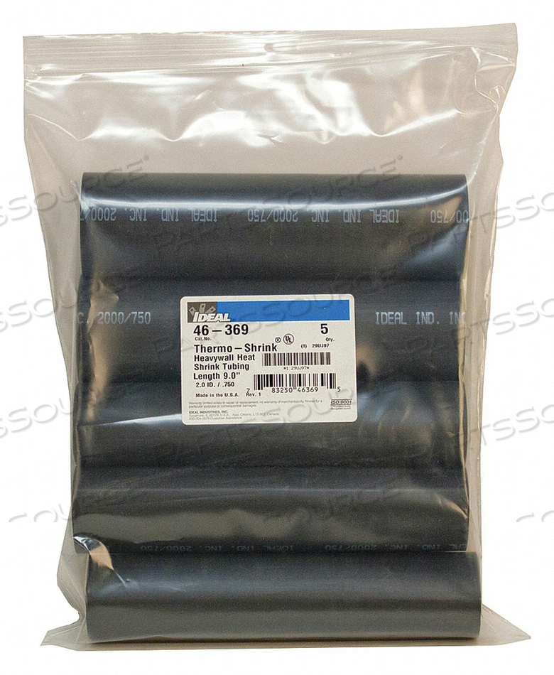 SHRINK TUBING 2.0IN ID BLACK 9IN PK5 by Ideal Industries Inc.