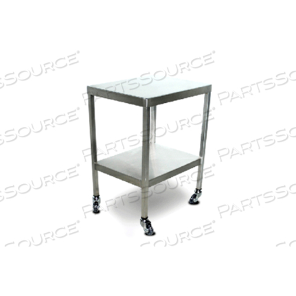 INSTRUMENT TABLE W/ SHELF (16 X 30 X 34) STAINLESS STEEL W/ HEAVY DUTY CASTERS 