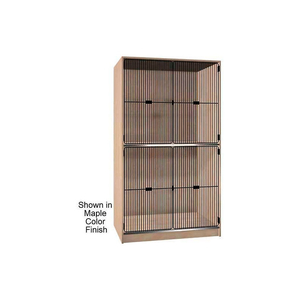 2 COMPARTMENT BLACK GRILL DOOR WOOD STORAGE CABINET, NATURAL OAK COLOR by Ironwood Manufacturing Inc